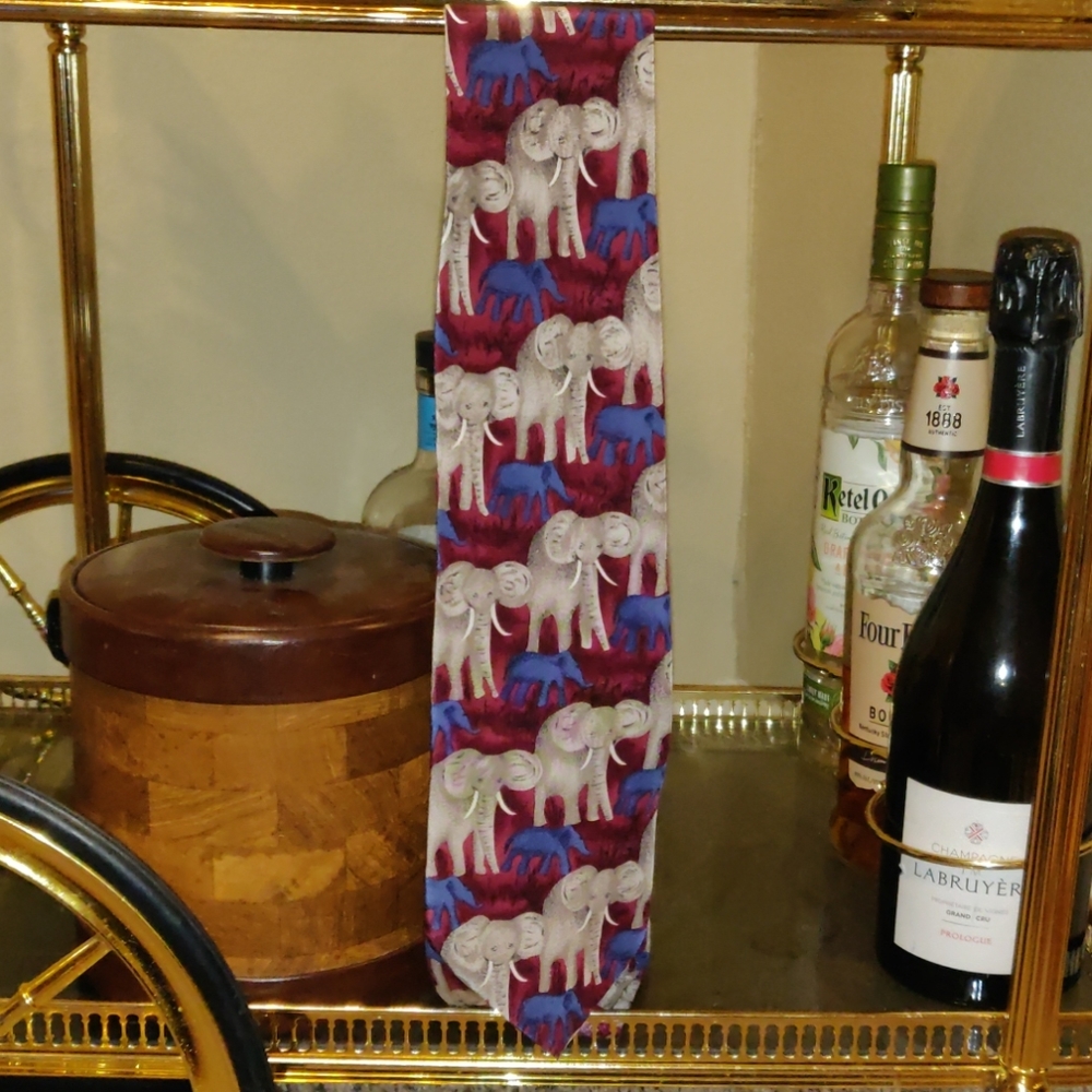 Jimmy V Collection One Elephant Silk Tie